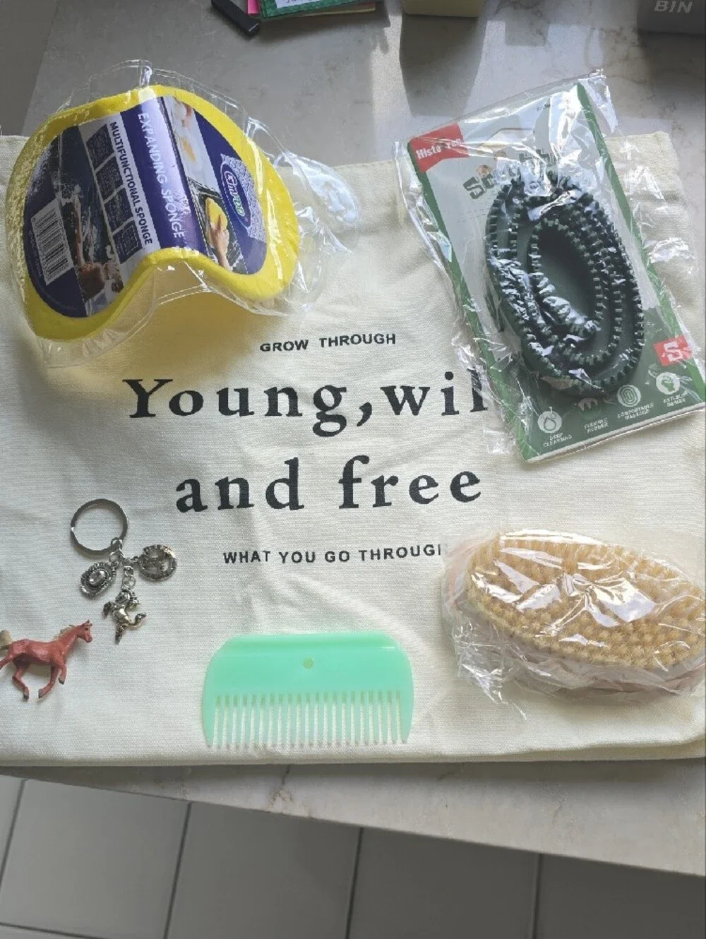 Canvas Tote Bag with 'Young, Wild and Free' W/ Goodies!